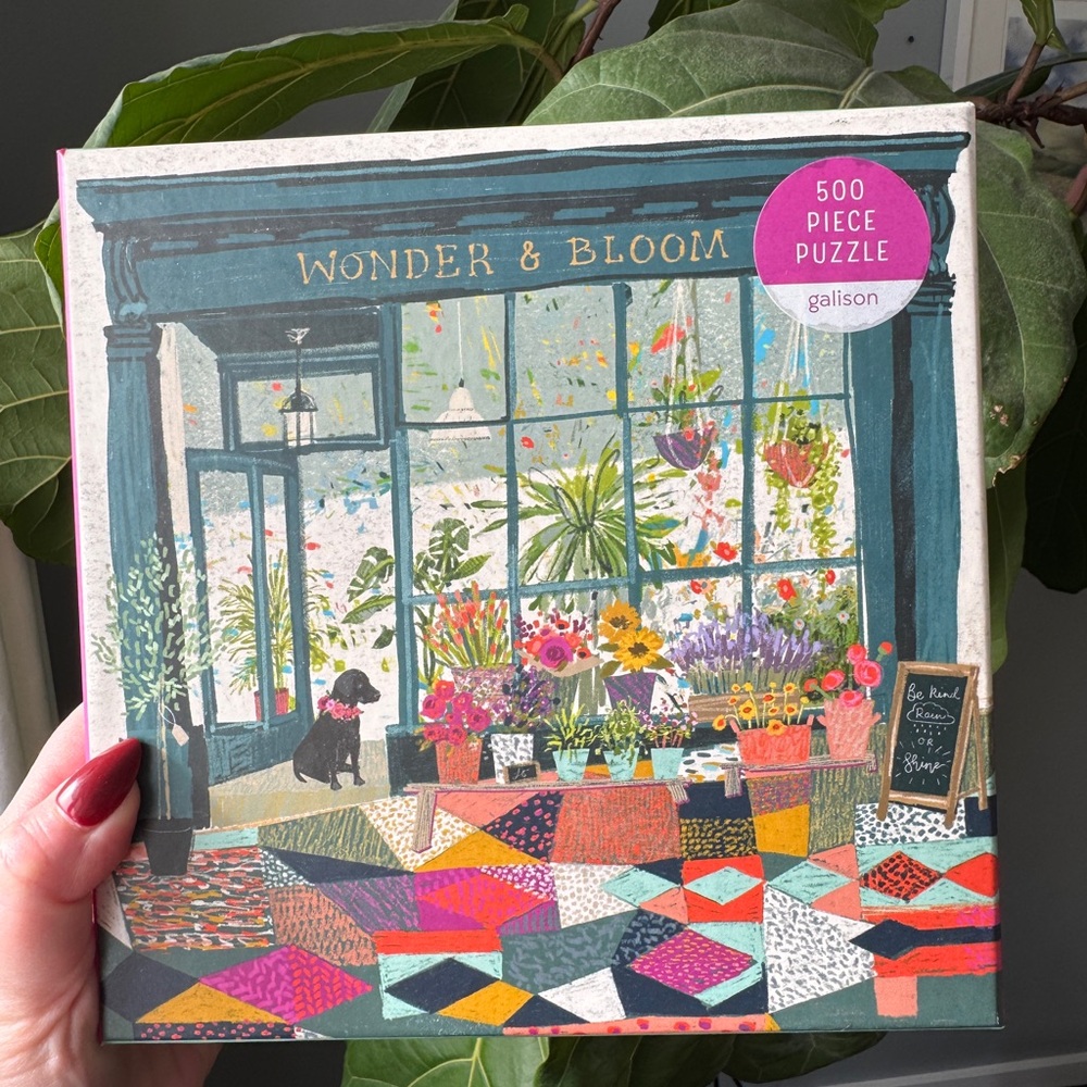 Galison Wonder & Bloom Puzzle, 500 Pieces Dog and Welcoming Local Plant Shop